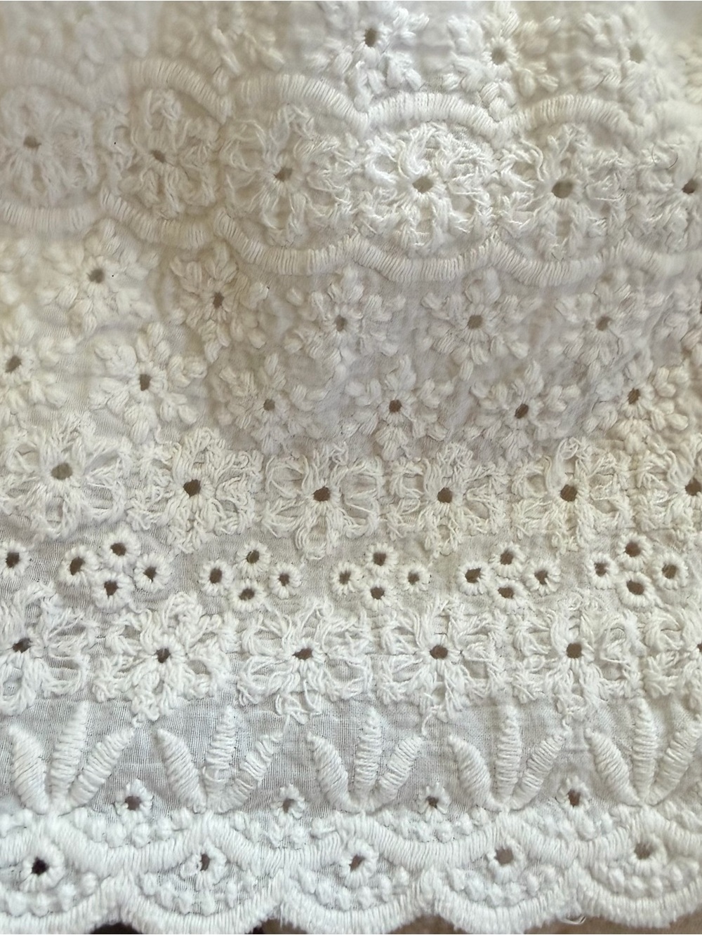 Studio West White Cotton Maxi Skirt M Eyelet Embroidery Lace Boho - Picture 9 of 12